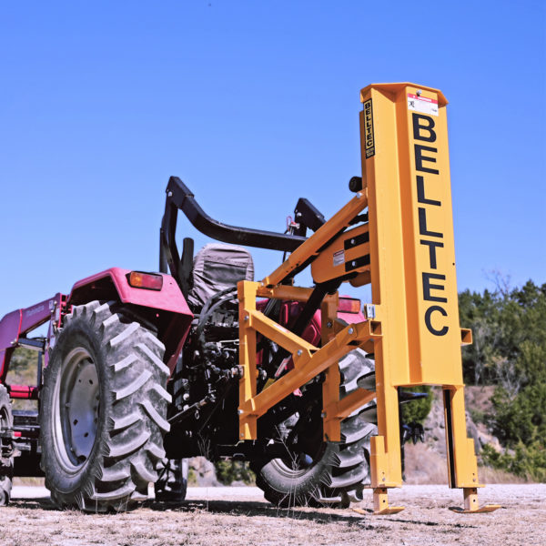 The Belltec TM-48 Post Hole Digger mounted on a tractor
